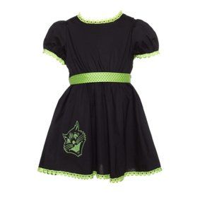 Sourpuss Black & Green Scaredy Cat Mini Dress 12 MONTH kids baby halloween retro